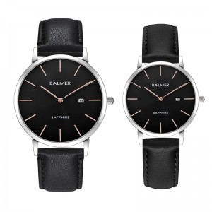 Balmer B-8143 Silver Black Rosegold Black Leather Coiuple